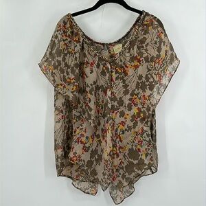 Postella Silk Short Sleeved Blouse Size Medium